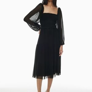 Aritzia Black Square Neck Midi Dress